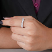 0.95 CTW Round Lab-Grown Diamond Half Eternity Wedding Band Ring in 14K White Gold – IGI Certified